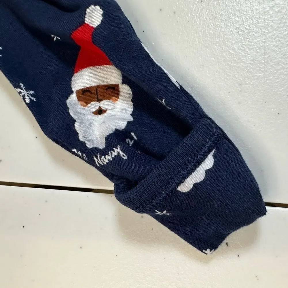 NWT Old Navy Unisex Blue Holiday Christmas Pajamas Dark Face Santa - Size 3-6M